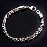 Gold/Silver Wheat Spiga Link Chain Bracelet Men Jewelry H554
