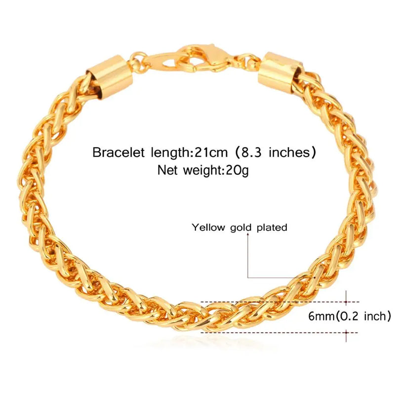 Gold/Silver Wheat Spiga Link Chain Bracelet Men Jewelry H554