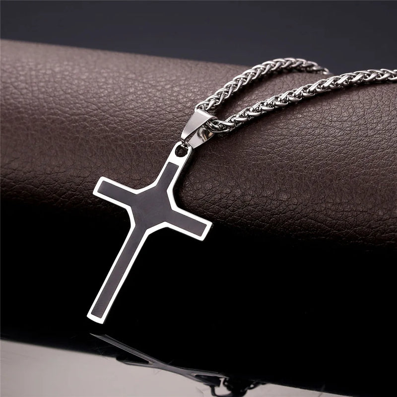 Stainless Steel Cross Pendant Necklace Gift P964