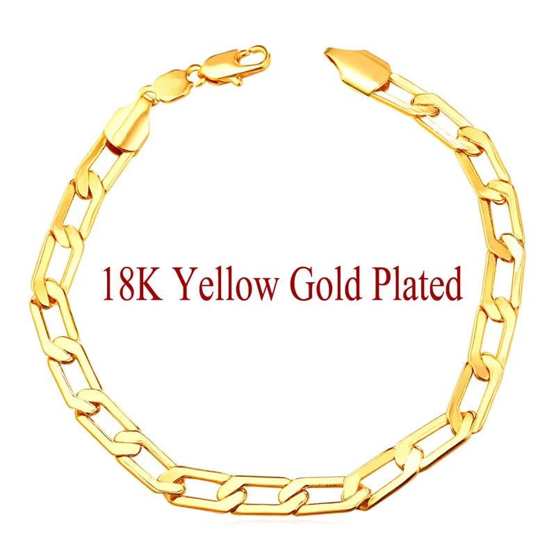 Cuban Link Chain Men Bracelets Gold/Rose Gold/Silver H198