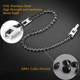 Classic CZ Tennis Bracelet Women 18K Plated Stainless Steel Clear/Black