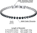 Classic CZ Tennis Bracelet Women 18K Plated Stainless Steel Clear/Black