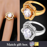 Gold/Silver Crystal Rose Flower Ring Wedding Bands R116
