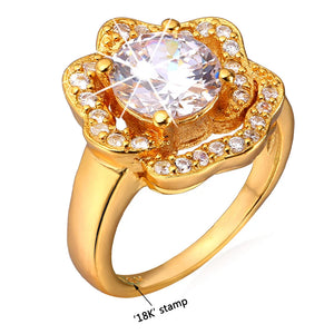 Gold/Silver Crystal Rose Flower Ring Wedding Bands R116