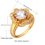 Gold/Silver Crystal Rose Flower Ring Wedding Bands R116