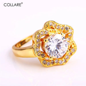 Gold/Silver Crystal Rose Flower Ring Wedding Bands R116