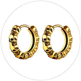 Gothic Skull Earrings, Halloween Retro Hoops, Stainless Steel/Gold/Black