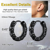 Gothic Skull Earrings, Halloween Retro Hoops, Stainless Steel/Gold/Black