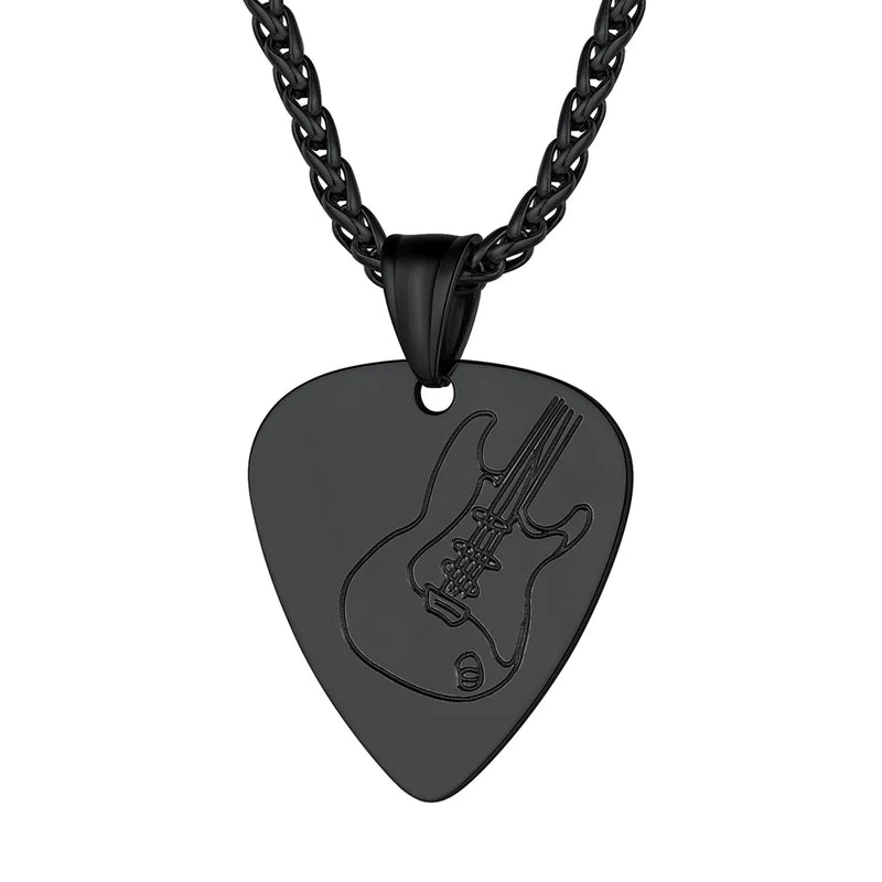Stainless Steel Guitar Pick Necklace for Men Women Music Lover