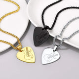 Stainless Steel Guitar Pick Necklace for Men Women Music Lover