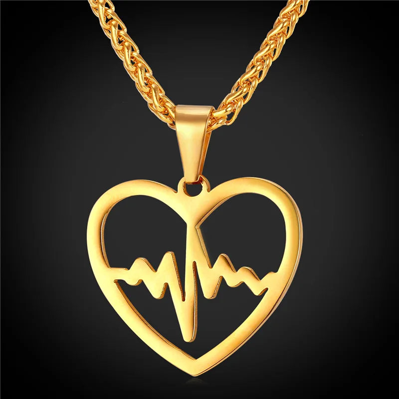 Heartbeat Pendant Kingdom Hearts Stainless Steel Jewelry Love Gift Necklace