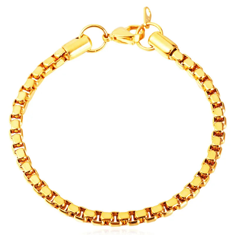 Men's Stainless Steel Box Link Chain Bracelet & Bangles H102