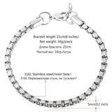 Men's Stainless Steel Box Link Chain Bracelet & Bangles H102