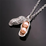 Peanut Pendant Gold/Silver Simulated Pearl Nuts About You Jewelry Necklace