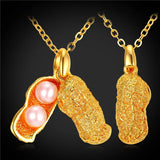 Peanut Pendant Gold/Silver Simulated Pearl Nuts About You Jewelry Necklace