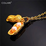 Peanut Pendant Gold/Silver Simulated Pearl Nuts About You Jewelry Necklace