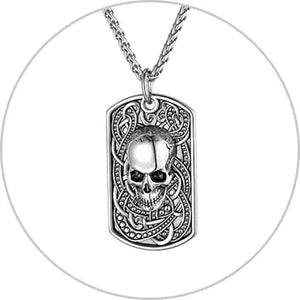 Gothic Punk Dog Tag Biker Necklace Stainless Steel Pendant CP927