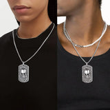 Gothic Punk Dog Tag Biker Necklace Stainless Steel Pendant CP927