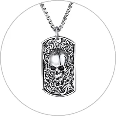 Gothic Punk Dog Tag Biker Necklace Stainless Steel Pendant CP927