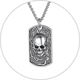 Gothic Punk Dog Tag Biker Necklace Stainless Steel Pendant CP927