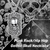 Gothic Punk Dog Tag Biker Necklace Stainless Steel Pendant CP927