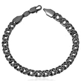 Men's Stainless Steel 6mm Flat Link Chain Bracelet 18k Lobster Clasp