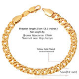 Men's Stainless Steel 6mm Flat Link Chain Bracelet 18k Lobster Clasp