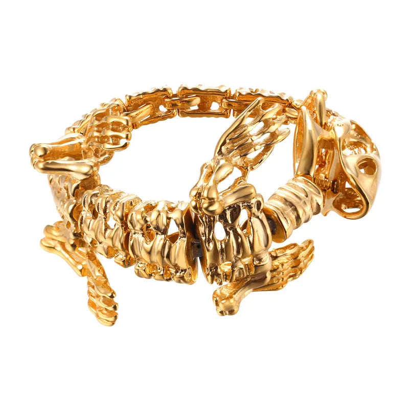 T-Rex Bracelet Stainless Steel Gold/Black Chain Men
