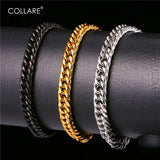Chainspro Stainless Steel Link Chain Men Bracelet Gold/Black 6mm Wide