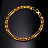 Chainspro Stainless Steel Link Chain Men Bracelet Gold/Black 6mm Wide