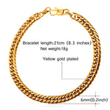 Chainspro Stainless Steel Link Chain Men Bracelet Gold/Black 6mm Wide