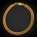 Chainspro Stainless Steel Link Chain Men Bracelet Gold/Black 6mm Wide