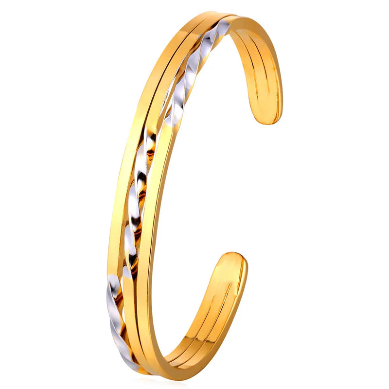 Chainspro Two Tone Bangles Layer Style Cuff Bracelets