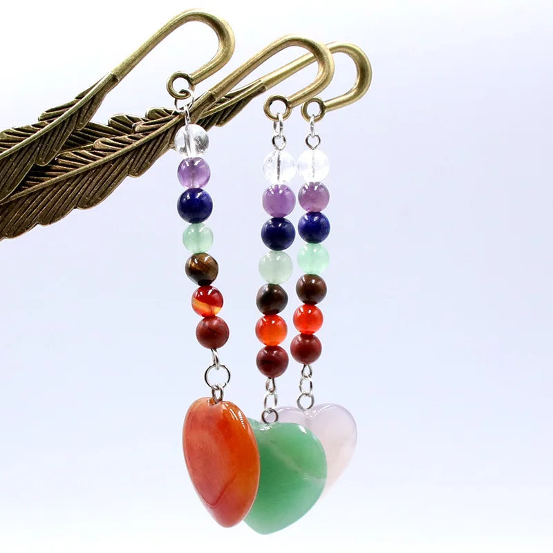 Chakela Crystal Agate Love Feather Bookmark Reiki Stone DIY Supplies