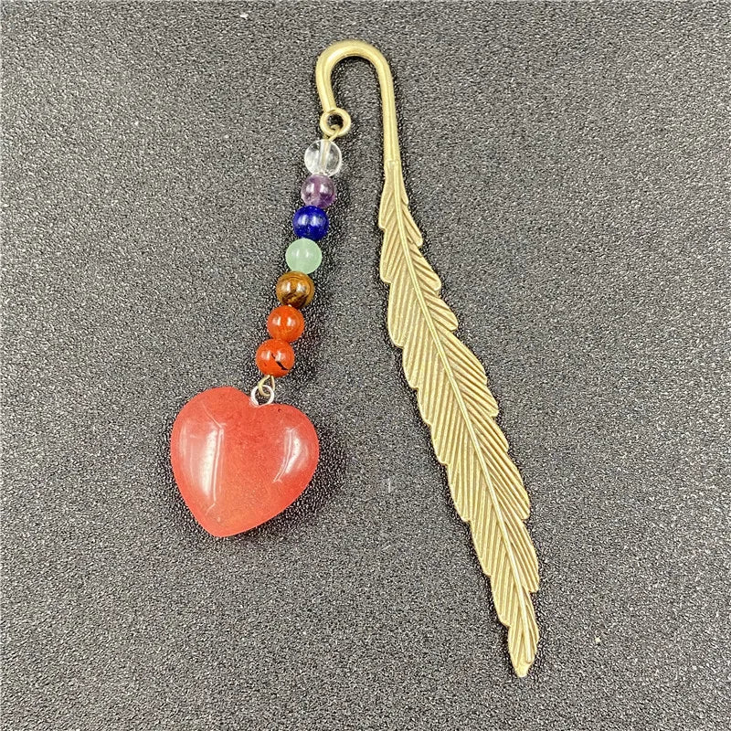Chakela Crystal Agate Love Feather Bookmark Reiki Stone DIY Supplies