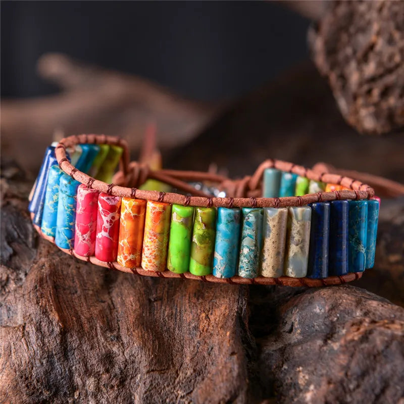 Chakra Bracelet Boho Beaded Friendship Leather Wrap