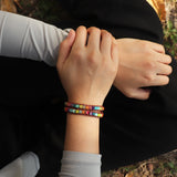 Chakra Natural Stone Beaded Bracelet, Leather Wrap