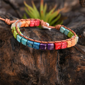 Boho Chakra Bracelet Leather Wrap Beaded Friendship Bracelet