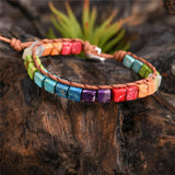 Boho Chakra Bracelet Leather Wrap Beaded Friendship Bracelet