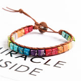 Boho Chakra Bracelet Leather Wrap Beaded Friendship Bracelet
