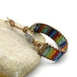 Chakra Bracelet Natural Stone Leather Wrap Bracelet Couples Jewelry