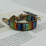 Chakra Bracelet Natural Stone Leather Wrap Bracelet Couples Jewelry