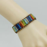 Chakra Bracelet Natural Stone Leather Wrap Bracelet Couples Jewelry