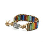 Chakra Bracelet Natural Stone Leather Wrap Bracelet Couples Jewelry