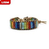Chakra Bracelet Natural Stone Leather Wrap Bracelet Couples Jewelry