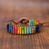Chakra Bracelet Natural Stone Beads Leather Wrap Couples Friendship