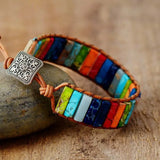 Chakra Tube Beads Leather Wrap Bracelet