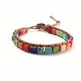 Natural Stone Tube Beads Leather Wrap Couples Bracelets