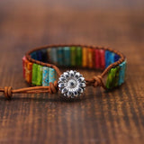 Chakra Bracelet Natural Stone Beads Leather Wrap Couples Friendship