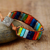 Chakra Bracelet Natural Stone Beads Leather Wrap Couples Bracelets